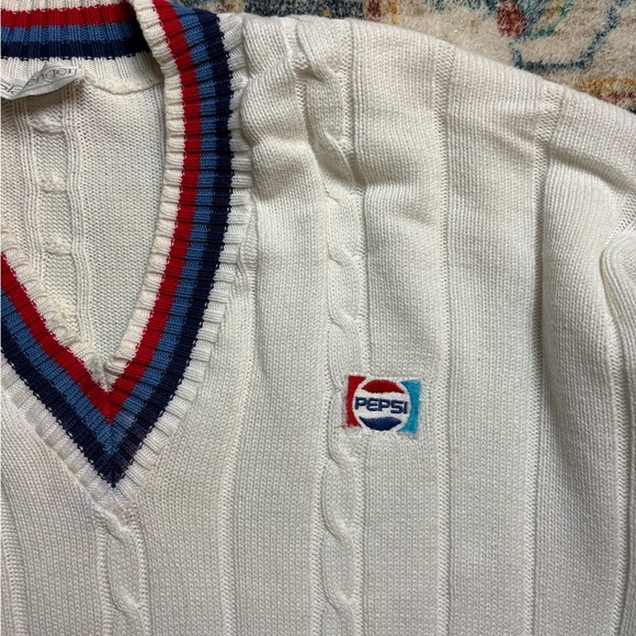 Vintage Pepsi Cable Knit V-Neck Sweater Size XXL - Picture 4 of 5